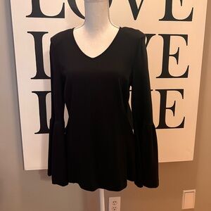 Cabi Chic Black V-Neck Bell Sleeve Top